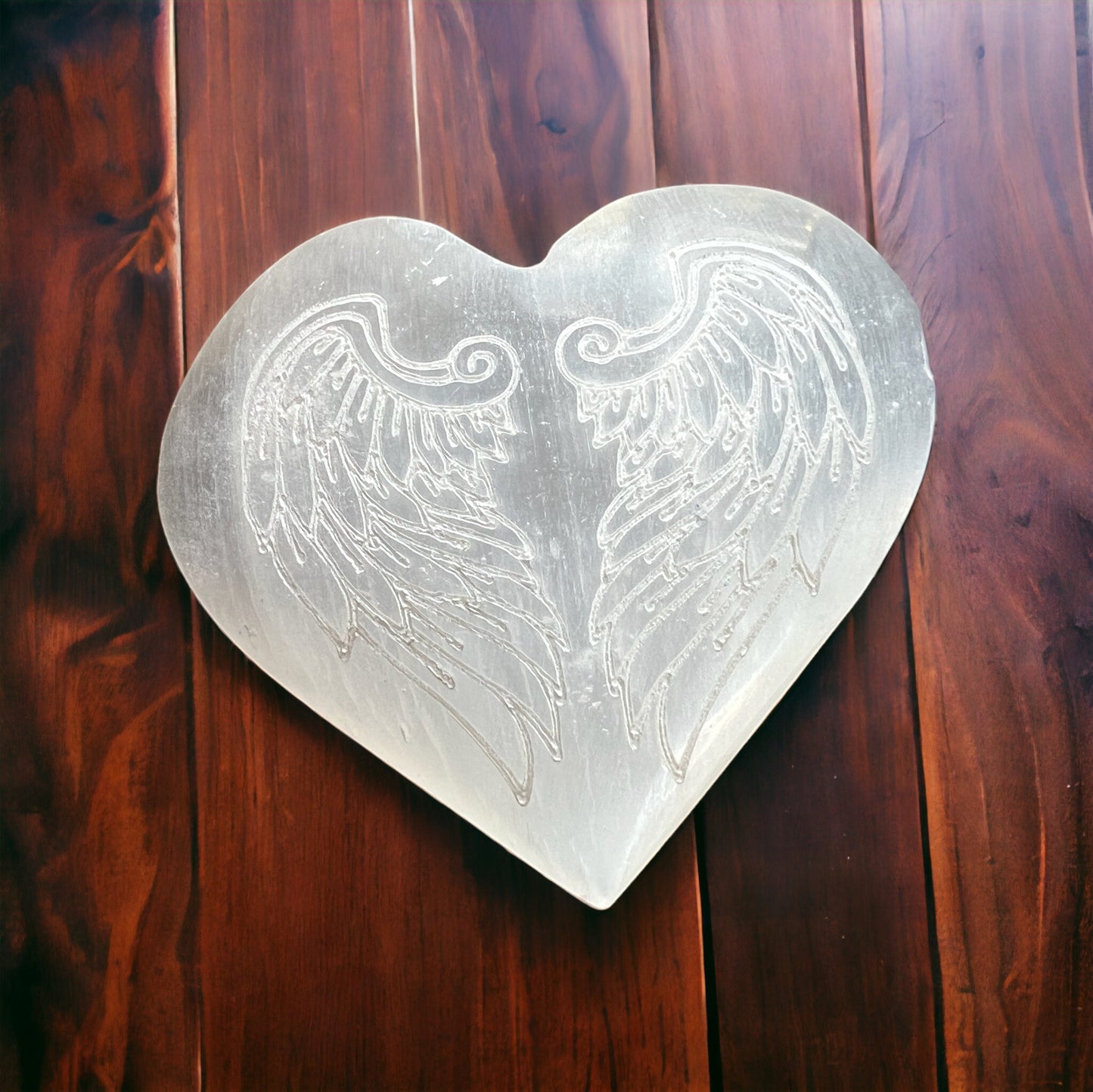 Selenite Heart - Angel Wings