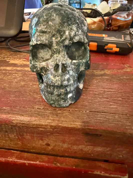 Moss Agate Skull