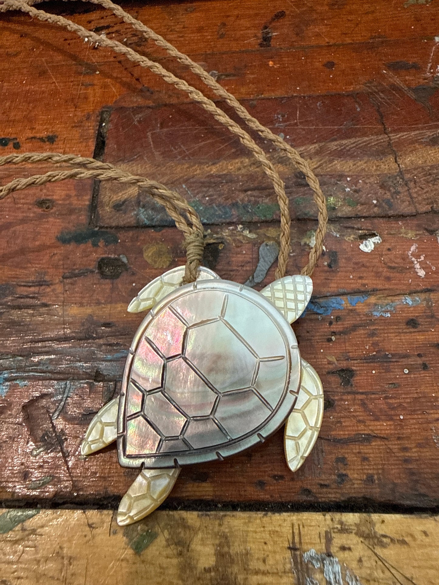 Hand Carved Mother of Pearl Sea Turtle