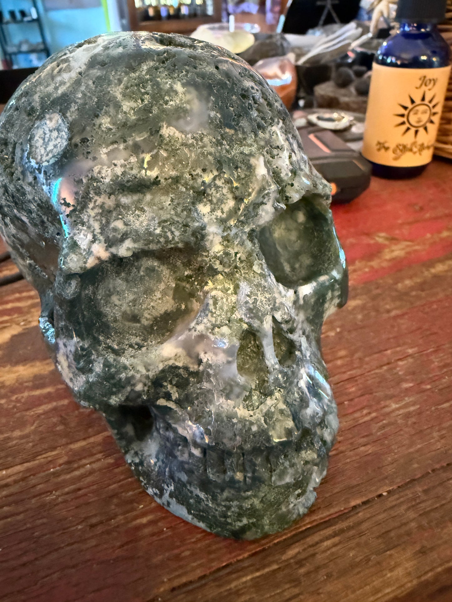 Moss Agate Skull
