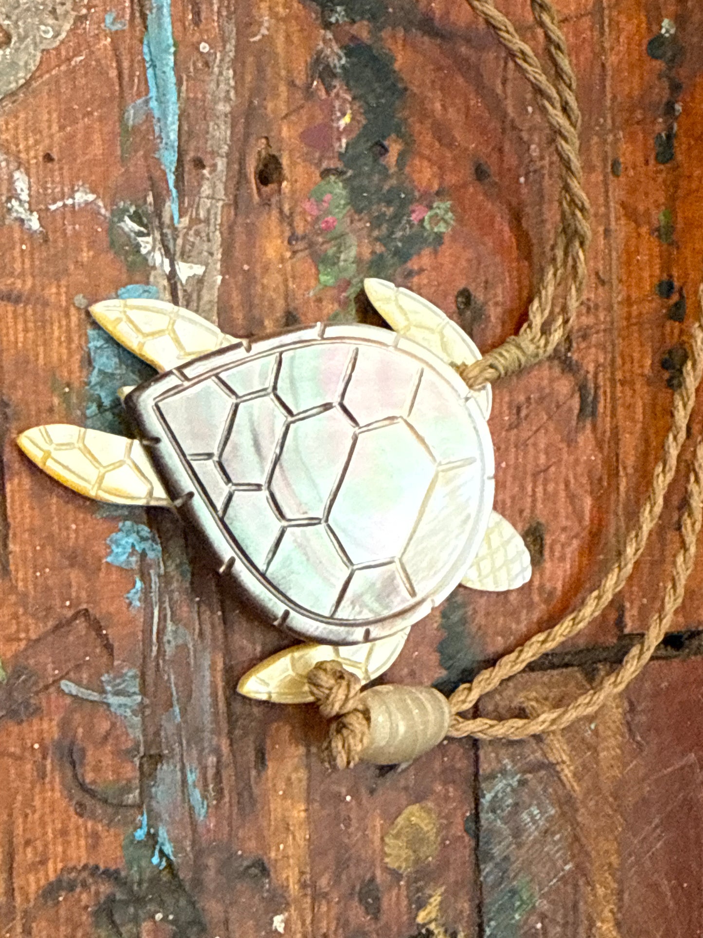 Hand Carved Mother of Pearl Sea Turtle