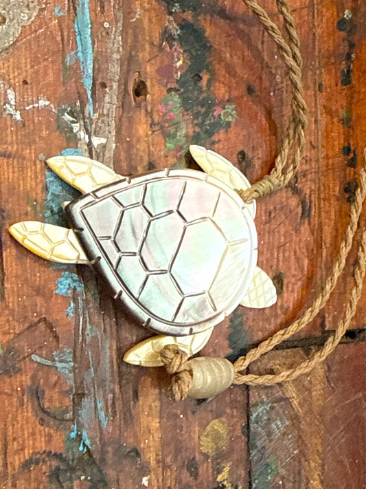 Hand Carved Mother of Pearl Sea Turtle